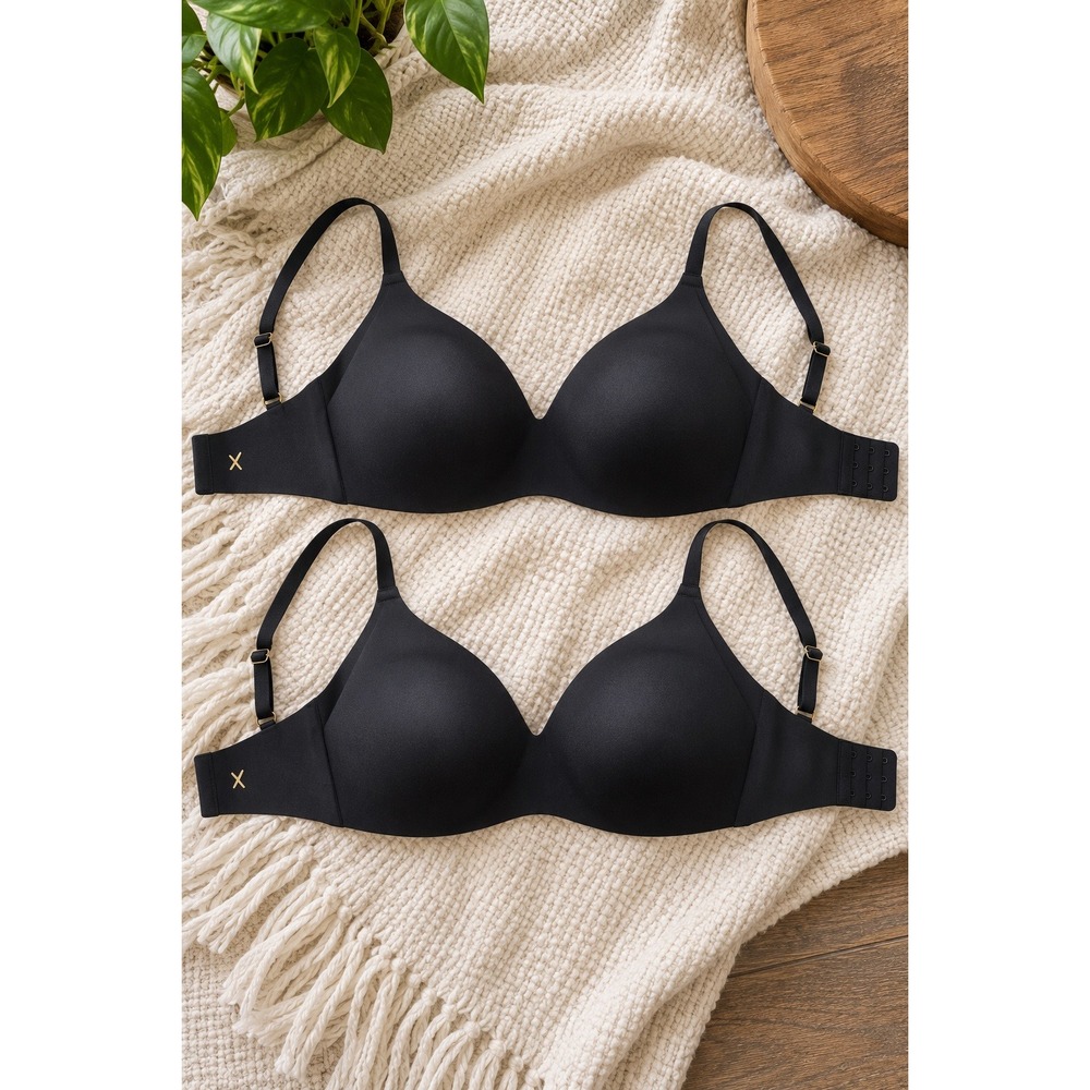 Knix Original WingWoman Contour Wireless T-shirt Bra Black Size 8 Lot of 2